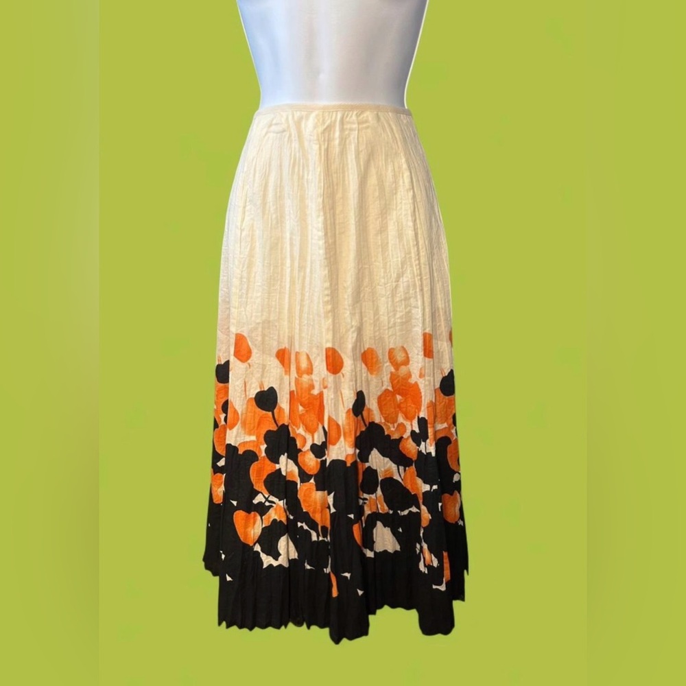 Vintage 90’s pleated poppy/peony cotton Nygard midi skirt